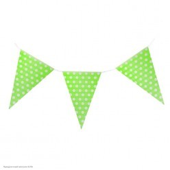 Гирлянда-флажки "Горошки" 21*30см, 2,3м (бумага) зелёная