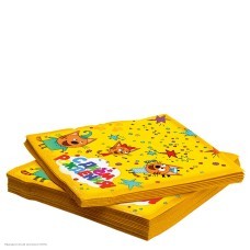 Салфетки "Три Кота" жёлтые 33*33см, 20 шт