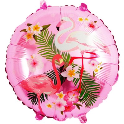 Шар фольга Круг "Фламинго" розовый 18"/45см 15404
