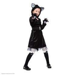 Костюм детский "Кошечка чёрная" (платье) 130-140см