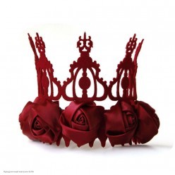 Корона-повязка на голову, бордовая + бордовые атласные розы