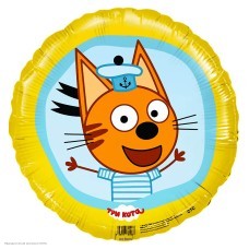 Шар фольга Круг "Три Кота. Коржик" жёлтый 18"/45см