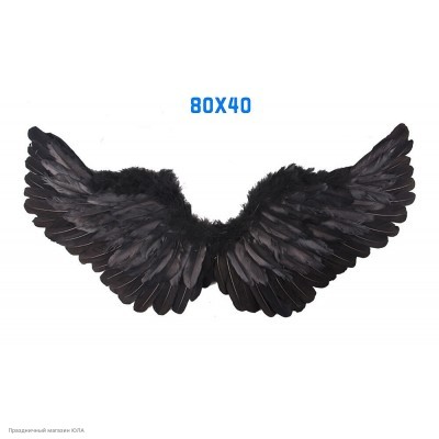 Крылья Ангела чёрные 80*40см (перо, картон) К0216-11-ч