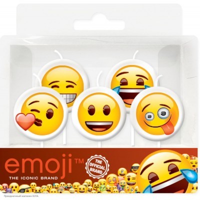 Свечи-фигурки для торта "Смайлы, Emoji" 7см, 5шт 702054