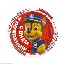 Тарелки "Щенячий патруль" красно-белый 18 см 6 шт, бумага