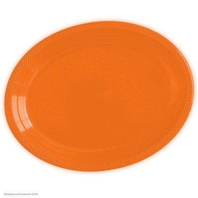 Тарелки овальные оранжевые 32*25см 5шт, пластик 224061