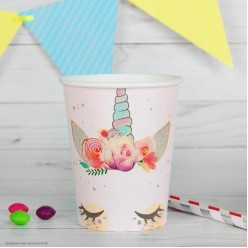 Стаканы "Единорожка Мордочка" 250мл, 10шт (бумага)