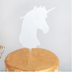 Топпер для торта "Единорог" белый (пластик) 13*11 см