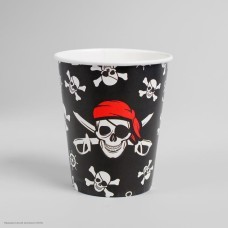 Стаканы "Пиратские" чёрные 250 мл, 10 шт (бумага)