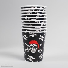 Стаканы "Пиратские" чёрные 250 мл, 10 шт (бумага)