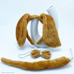 Набор Собаки (уши, бабочка, хвост) коричневый, мех