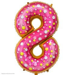 Шар фольга Цифра "8" Пончик 34"/86см