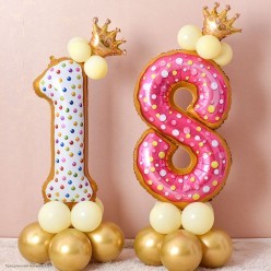 Шар фольга Цифра "8" Пончик 34"/86см