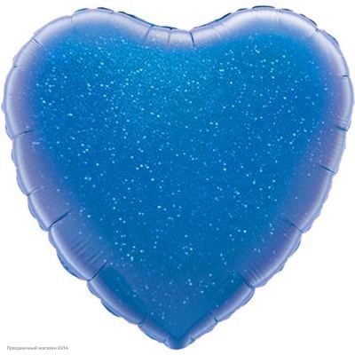 Шар фольга Сердце, Синий Голография 18"/45см 123074