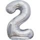 Шар фольга Цифра "2" серебро 34"/86см 21542