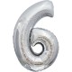 Шар фольга Цифра "6" серебро 34"/86см 21546