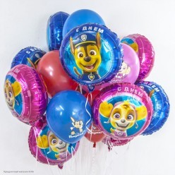 Шар фольга Круг "С ДР!" Щенячий Патруль, Гонщик 18"/45см