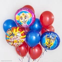 Шар фольга Круг "С ДР!" Щенячий Патруль, Команда 18"/45см