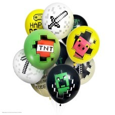 Набор шаров "Пиксели" (Майнкрафт) Ассорти  12"/30см, 8 шт