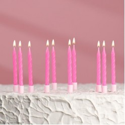 Свечи для торта "Неон" розовые 10 шт, 7 см