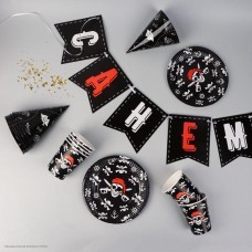 Набор посуды "Пиратский" чёрный на 6 человек