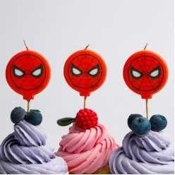 Свечи-круги для торта "Человек-паук" лицо, 5 шт 5 см