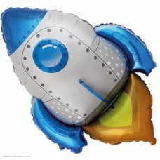 Шар фольга Ракета голубая 30"/96 см Шар фольга Ракета голубая 30"/96 см