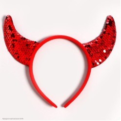 Рожки Чертёнка пайетки 2-цветные, красные 20,5*18см