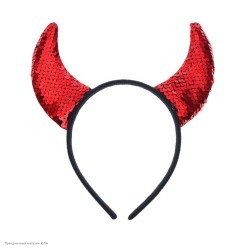 Рожки Чертёнка пайетки 2-цветные, красные 20,5*18см