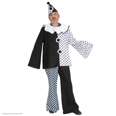 Костюм взрослый "Пьеро" р.52-54, 176-182см 1128-L