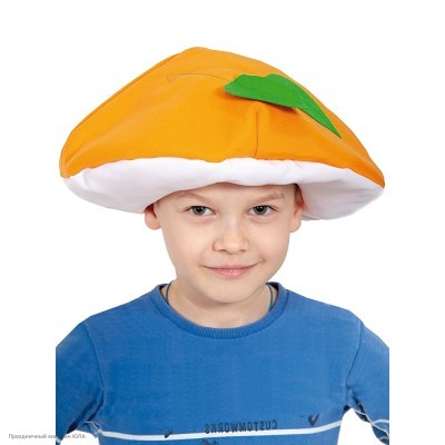 Шапочка "Гриб Подосиновик" (плюш) детская р.52-54 4133