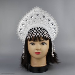 Кокошник "Ангелина" белый с серебром