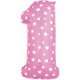 Шар фольга Цифра "1" Сердечки Розовый 40"/102см NМP1/PINK