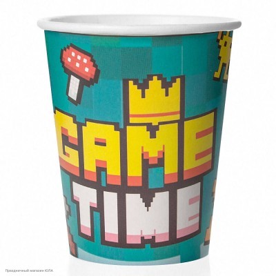 Стаканы "Game Time" Пиксели 250 мл 6 шт, бумага 77317