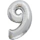 Шар фольга Цифра "9" серебро 34"/86см 21549