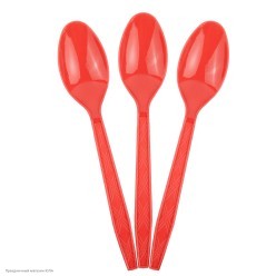 Ложки красные 15см, 10 шт (пластик)