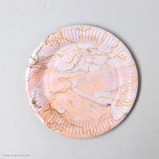 Тарелки "Мрамор розовый" 18 см, 10 шт (бумага)