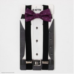 Набор подтяжки (чёрные) и галстук-бабочка (фиолетовый)