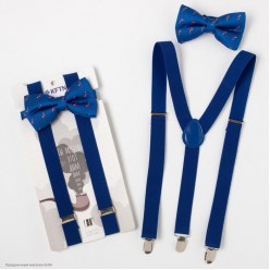 Набор подтяжки и галстук-бабочка синий