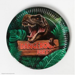 Тарелки "Динозавры. Dangerous party" 18 см, 10 шт (бумага)