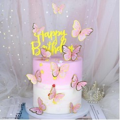Набор для украшения торта "Бабочки" розовый, 10 шт