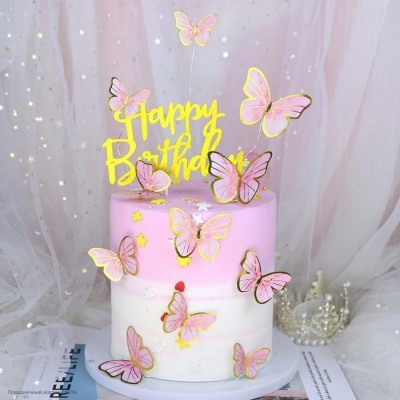 Набор для украшения торта "Бабочки" розовый, 10 шт 7414460