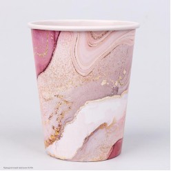 Стаканы "Мрамор розовый" 250 мл, 6 шт (бумага)