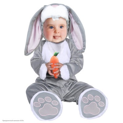 Костюм детский "Зайчик серый" плюш, 80-90см РС5830-L