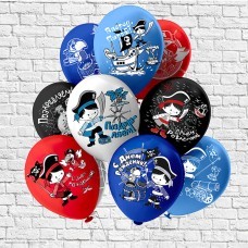 Набор шаров "Пиратский С ДР!" 2ст/рис цвет, 12"/30см 8шт