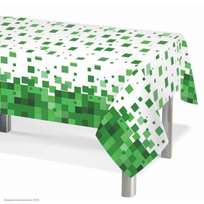 Скатерть "Пиксели" бело-зелёная 120*180 см, полиэтилен 6015000