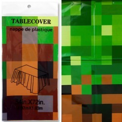 Скатерть "Пиксели" коричн-зелёная 137*183 см, полиэтилен