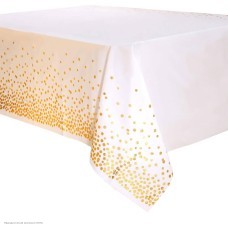 Скатерть "Конфетти" бело-золотая 137*183 см, полисилк