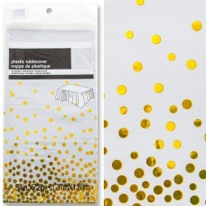 Скатерть "Конфетти" бело-золотая 137*183 см, полисилк