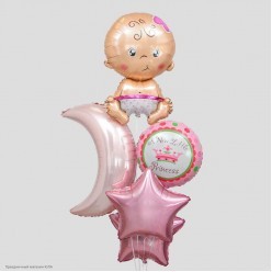 Набор фольгированных шаров "Рождение девочки" Малышка, 5 шт